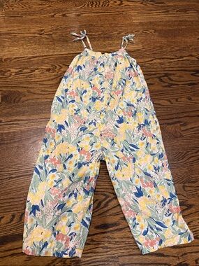 Nordstrom Floral Tie-Shoulder Jumpsuit - Yellow, Blue, Pink, Green
